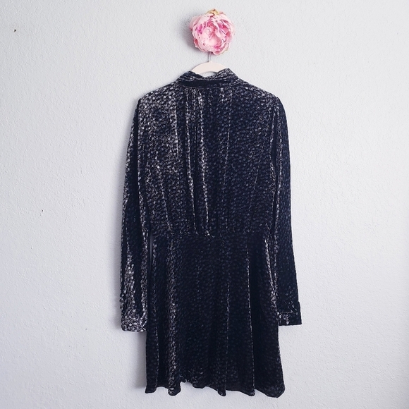 Zara Black and Blue Long Sleeve Velvet Mini Dress - Picture 7 of 8